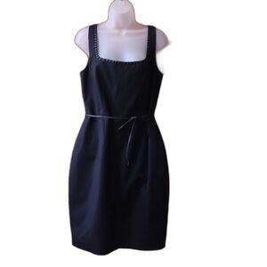T Tahari Black Mini Dress | Belted Square Neck | Seamstress Special
